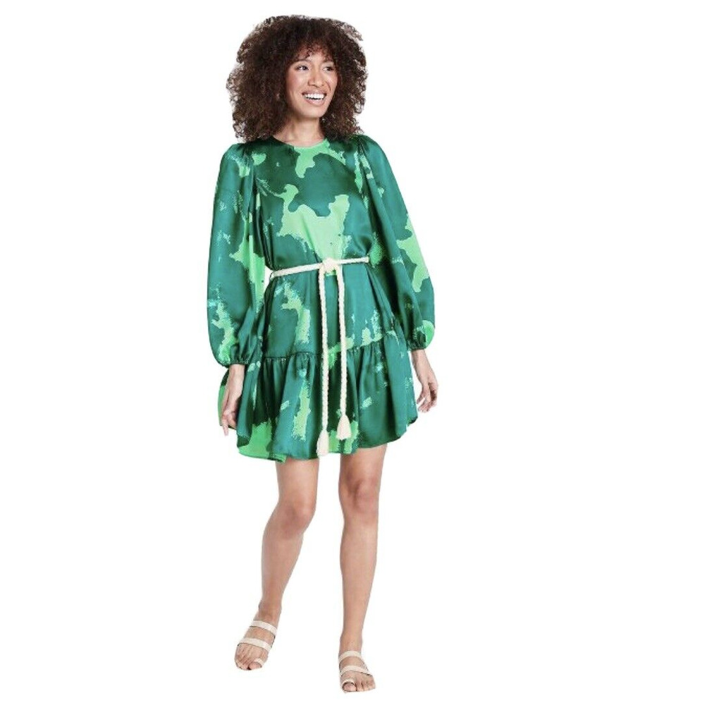 Alexis x Target Green Long Sleeve Dress in Green Tropical Print Size 2X - Picture 1 of 16